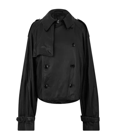 Vetements Short Trench Coat In Black
