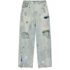 Vetements Blue Trashed Big Shape Jeans In Blue