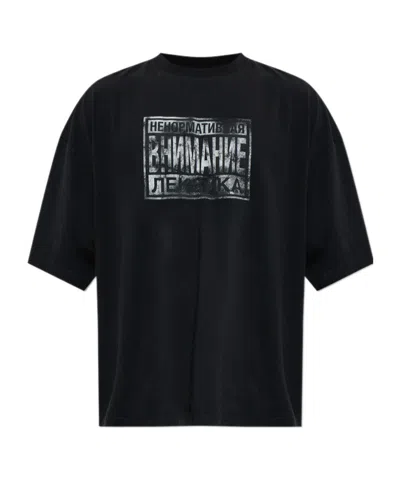 Vetements Slogan-print Cotton T-shirt In Black
