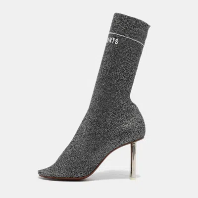 Vetements Silver Lurex Fabric Sock Ankle Boots