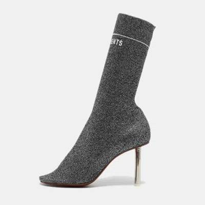 Pre-owned Vetements Silver Lurex Fabric Sock Ankle Boots Size 39