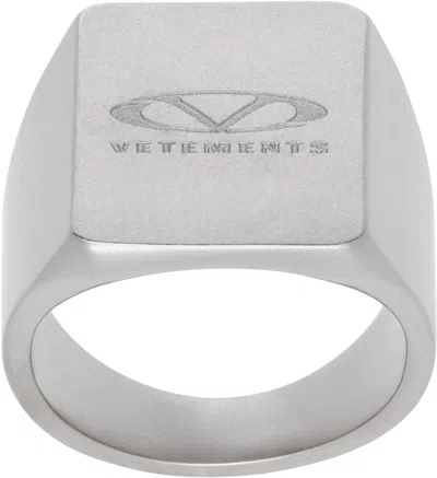 Vetements Silver Oval Logo Ring