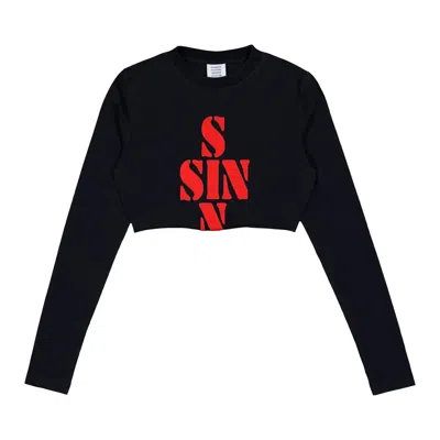 Pre-owned Vetements Sin Cropped Long-sleeve 'black' | Women's Size L