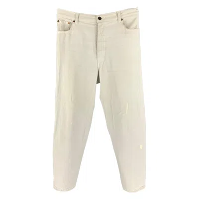 Pre-owned Vetements Size 32 White Light Blue Cotton Button Fly Jeans