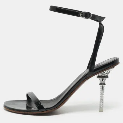 Pre-owned Vetements Size 39 Black Patent Leather Ankle Strap Sandals