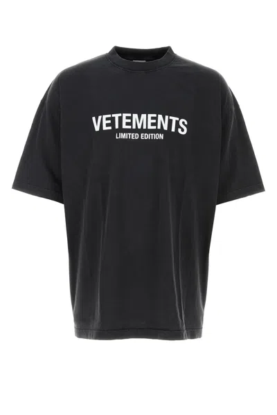 Vetements Slate Cotton Oversize T-shirt In Black