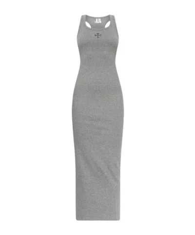 Vetements Logo-detail Sleeveless Dress In Gray