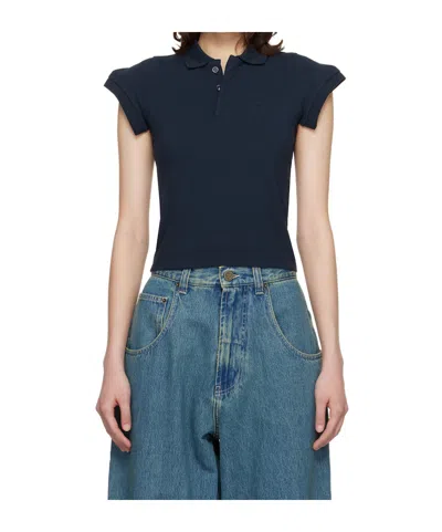 Vetements Sleeves To Front Three-button Polo Shirt In Blue