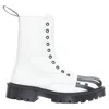 Vetements Slogan Leather Combat Boots In White