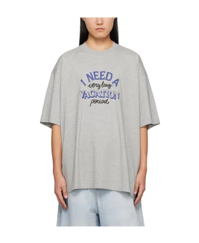 Vetements Slogan-print Cotton T-shirt In Gray