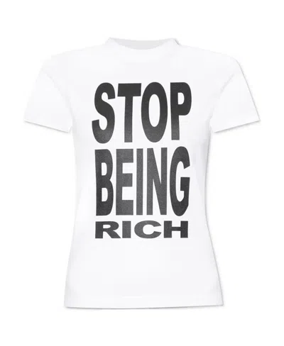 VETEMENTS VETEMENTS SLOGAN PRINTED CREWNECK T-SHIRT