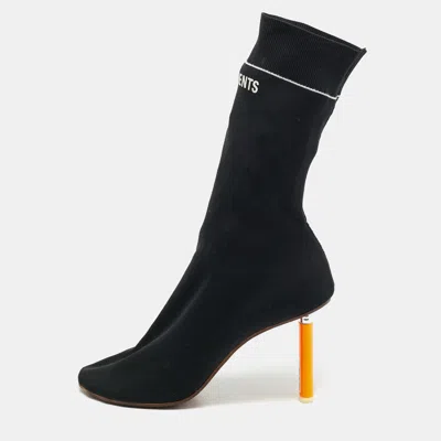 Pre-owned Vetements Sock Runner Size 41 Black Knit Fabric Ankle Length Boots