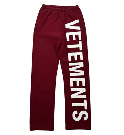 Pre-owned Vetements Spellout Sweatpants In Burgundy
