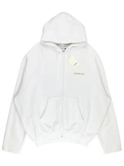 Pre-owned Vetements Ss18  Calendar Zip Up Boxy Hoodie White