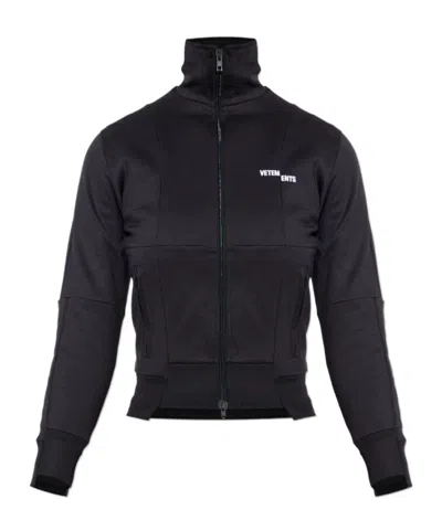Vetements Stand Up Collar Zipped Sweatshirt In Purple