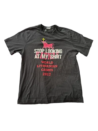 Pre-owned Vetements Vêtements "stop Looking At My Shirt" Tee In Black