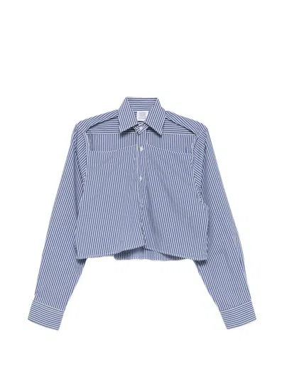 Vetements Striped Cropped Shirt In Blue