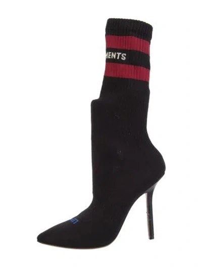 Pre-owned Vetements Striped Sock Boots In Black