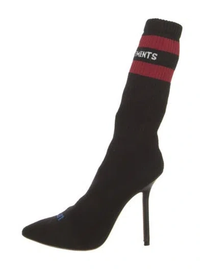 Pre-owned Vetements Striped Sock Boots In Black