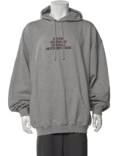 Pre-owned Vetements Stupid Shithead Dirtbag Motherfucker Graphic Print Hoodie W/ Tags In Grey
