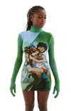 Vetements Printed Jersey Minidress In Green