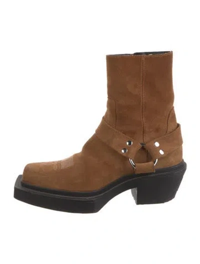 Pre-owned Vetements Suede Moto Boots In Brown