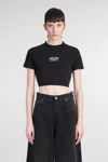 Vetements Black Oval Logo Cropped Fitted T-shirt In Black
