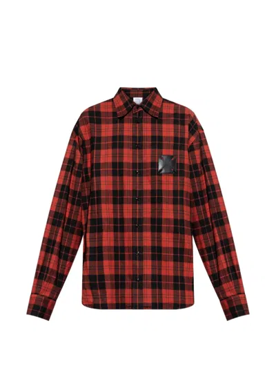 Vetements Tartan-pattern Appliqué-detail Shirt In Red