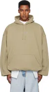 Vetements Taupe Oval Logo Cropped Boxy Hoodie In Taupe