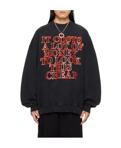 Vetements Text Pattern Round Neck Sweater In Black