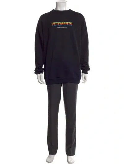 Pre-owned Vetements Think Differently Logo Graphic Print Sweatshirt In Black