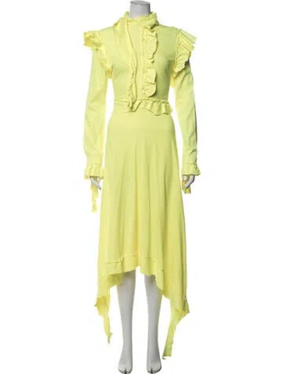 Pre-owned Vetements Tie Neck Long Dress In Yellow