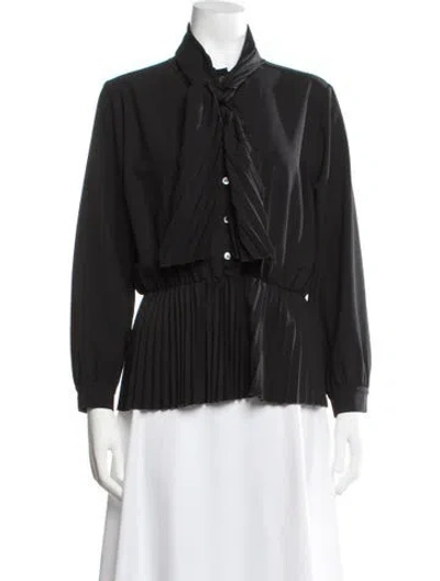 Pre-owned Vetements Tie Neck Long Sleeve Blouse In Black