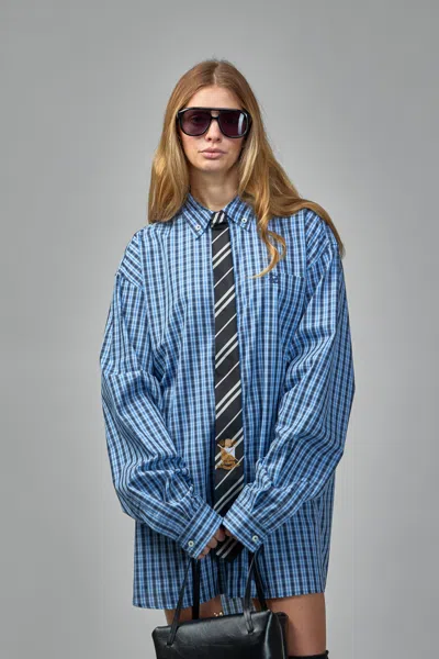 Vetements Tie Shirt With Sewn-in Tie In Blue