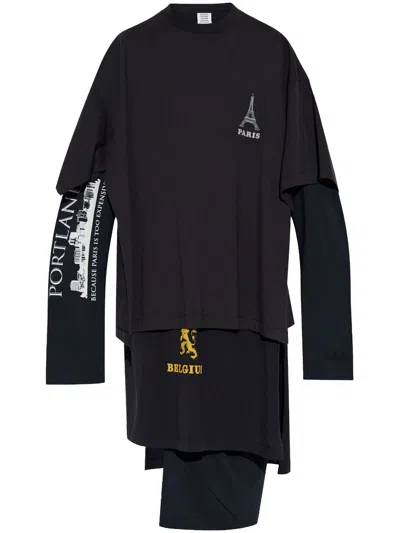 vetements layered t shirt dress Tourist Midi In Black light pink strapless satin chiffon maxi dress