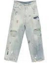 Vetements Blue Trashed Baggy Jeans In Light Blue