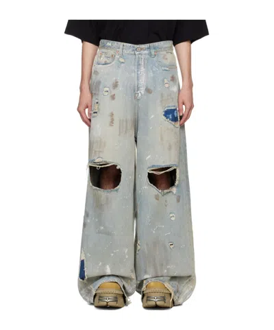 Vetements Trashed Big Shape Jeans In Blue