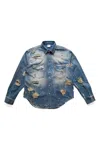 Vetements Trashed Denim Shirt In Blue