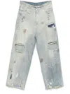 Vetements Blue Trashed Baggy Jeans In Blue