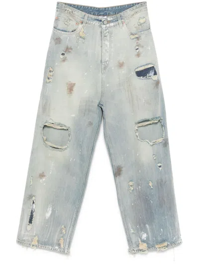Vetements Trashed Jeans In Light Blue
