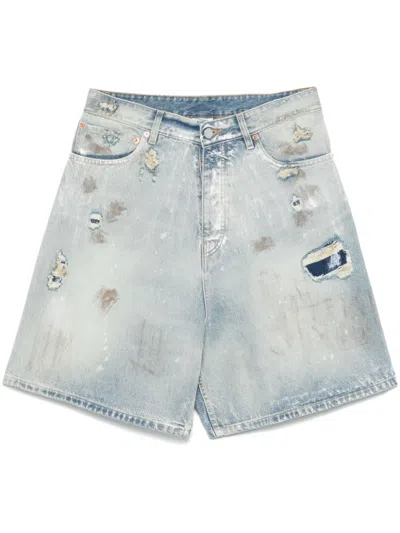 Vetements Trashed Shorts In Blue