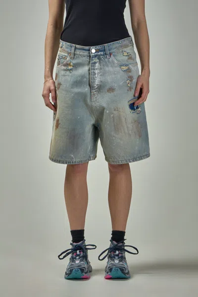 Vetements Trashed Shorts In Blue