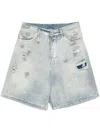Vetements Trashed Shorts In Light Blue