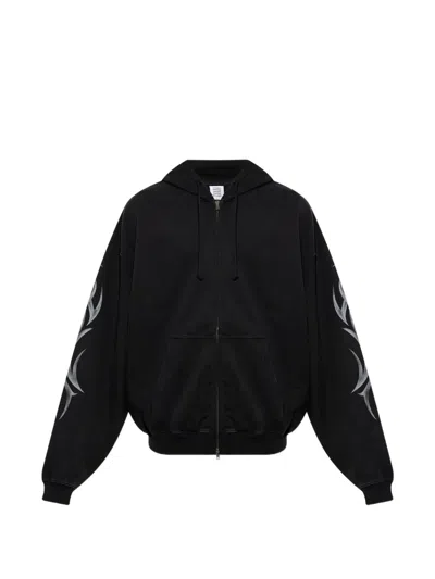 Vetements Tribal-print Zip-up Hoodie In Black