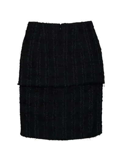 Vetements Tweed Decollage Mini Skirt In Black