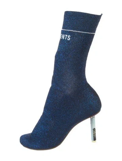 Pre-owned Vetements Tweed Pattern Glitter Accents Sock Boots