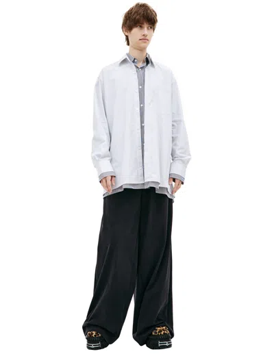 Vetements Two-layer Striped Shirt In Blue