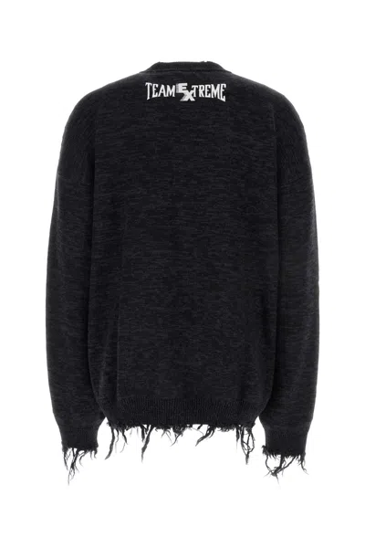 Vetements Two-tone Wool Oversize Sweater In Blackblue