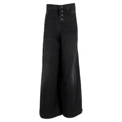 Vetements Ultra Wide Leg Jeans In Black Cotton Denim