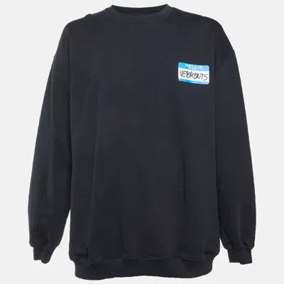 Pre-owned Vetements Unisex Black Graphic Print Cotton Knit Crewneck Sweatshirt L
